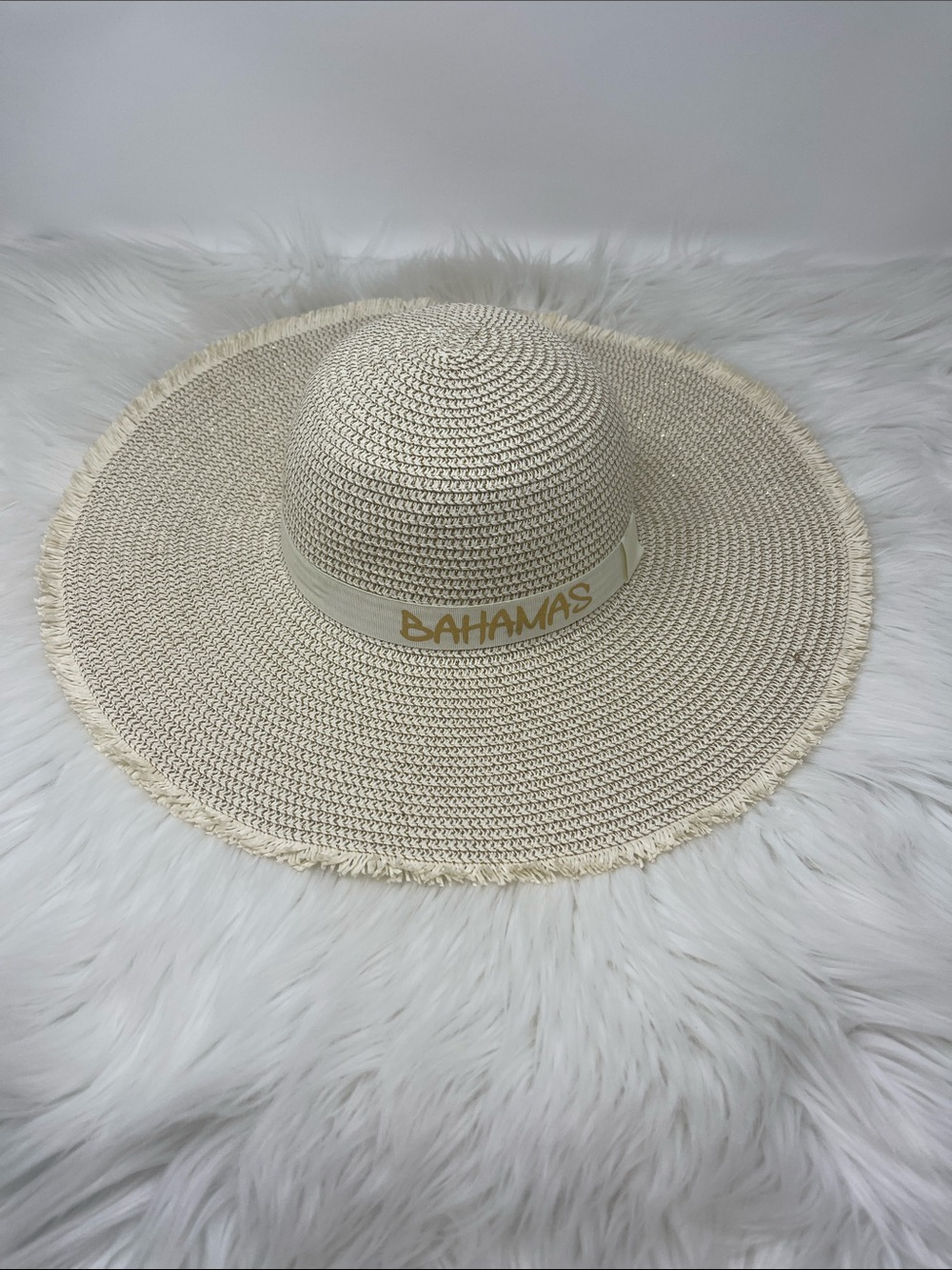 Robin Ruth Bahamas Wide Brim Straw Sun Hat One Size Beige Cream
